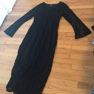 Maxi black lace maternity dress